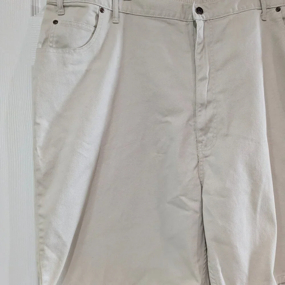 Duke Men's Relaxed Fit Jean Shorts Size 48 Light Beige NWT, 100% Cotton, Elastic